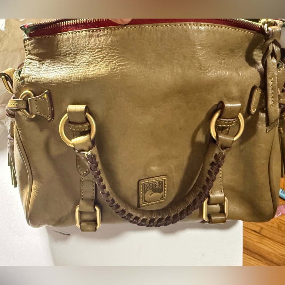 Dooney & Bourke Florentine Leather Tassel Shoulder Bag - Moss - Picture 7 of 12
